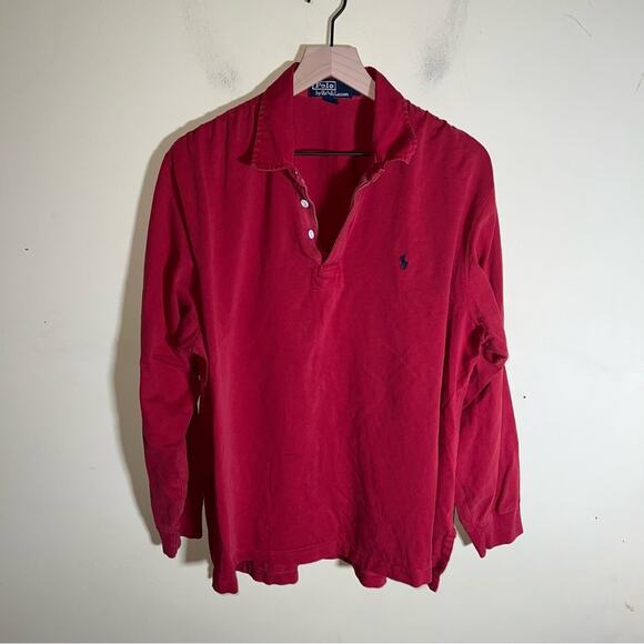 POLO RALPH LAUREN Red long sleeve rugby shirt L - Picture 6 of 6